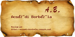 Acsádi Borbála névjegykártya